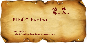 Mikó Karina névjegykártya